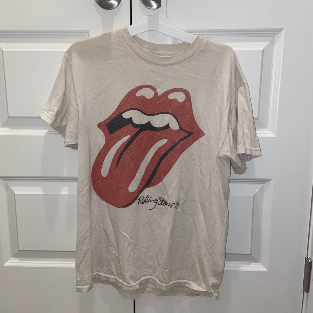 Faded white distressed band tee